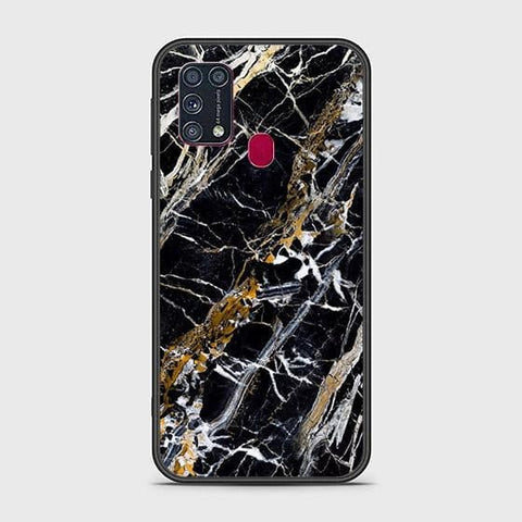 Samsung Galaxy M31 Cover - Black Marble Series - HQ Ultra Shine Premium Infinity Glass Soft Silicon Borders Case