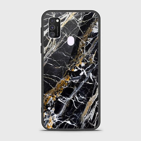 Samsung Galaxy M30s Cover - Black Marble Series - HQ Ultra Shine Premium Infinity Glass Soft Silicon Borders Case