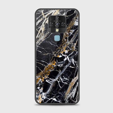 Tecno Camon 16 Cover - Black Marble Series - HQ Ultra Shine Premium Infinity Glass Soft Silicon Borders Case