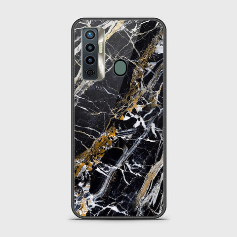 Tecno Camon 17 Cover - Black Marble Series - HQ Ultra Shine Premium Infinity Glass Soft Silicon Borders Case