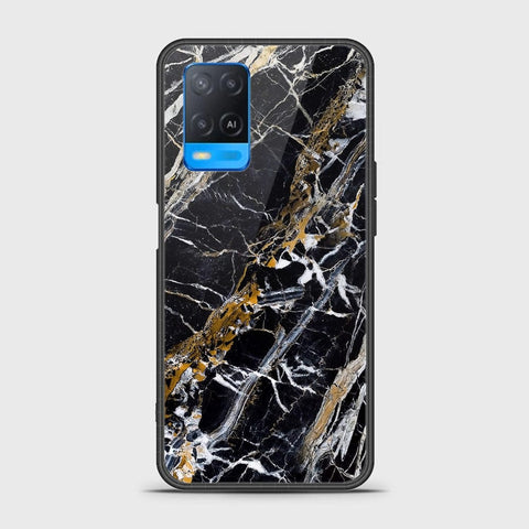 Oppo A54 4G Cover- Black Marble Series - HQ Ultra Shine Premium Infinity Glass Soft Silicon Borders Case