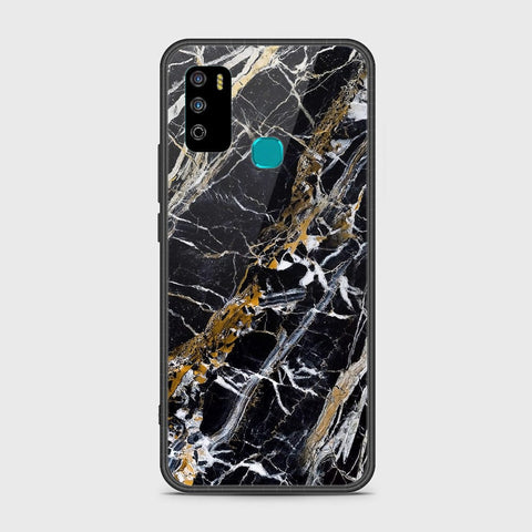 Infinix Hot 9 Play Cover- Black Marble Series - HQ Ultra Shine Premium Infinity Glass Soft Silicon Borders Case