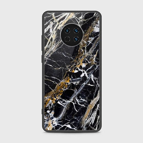Huawei Mate 30 Cover - Black Marble Series - HQ Ultra Shine Premium Infinity Glass Soft Silicon Borders Case