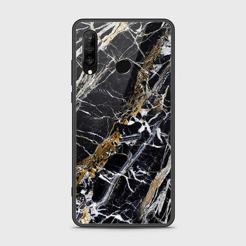 Huawei P30 lite Cover - Black Marble Series - HQ Ultra Shine Premium Infinity Glass Soft Silicon Borders Case