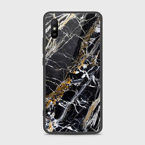 Xiaomi Redmi 9i Cover - Black Marble Series - HQ Ultra Shine Premium Infinity Glass Soft Silicon Borders Case