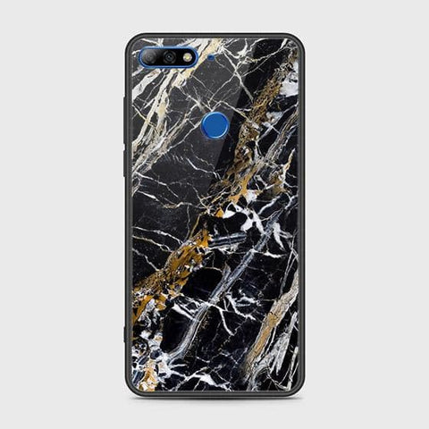 Huawei Y7 Prime 2018 Cover - Black Marble Series - HQ Ultra Shine Premium Infinity Glass Soft Silicon Borders Case