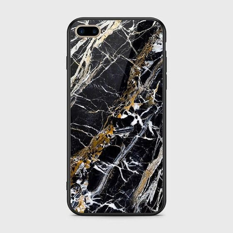 iPhone 7 Plus Cover - Black Marble Series - HQ Ultra Shine Premium Infinity Glass Soft Silicon Borders Case