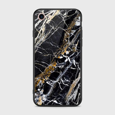 iPhone 8 / 7 Cover - Black Marble Series - HQ Ultra Shine Premium Infinity Glass Soft Silicon Borders Case