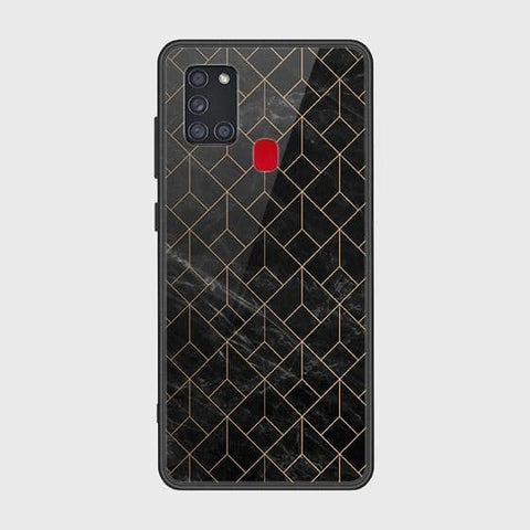 Samsung Galaxy A21s Cover - Black Marble Series - HQ Ultra Shine Premium Infinity Glass Soft Silicon Borders Case