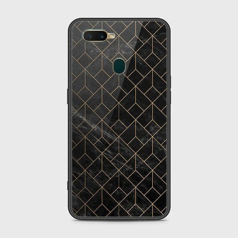 Oppo A7 Cover - Black Marble Series - HQ Ultra Shine Premium Infinity Glass Soft Silicon Borders Case