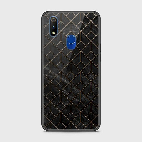 Realme 3 Pro Cover - Black Marble Series - HQ Ultra Shine Premium Infinity Glass Soft Silicon Borders Case