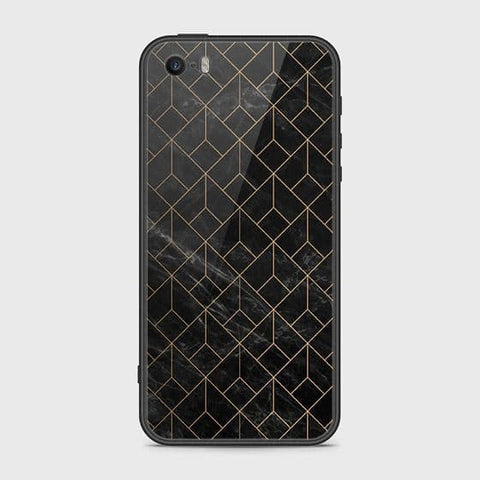 iPhone SE Cover - Black Marble Series - HQ Ultra Shine Premium Infinity Glass Soft Silicon Borders Case