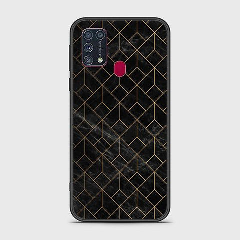 Samsung Galaxy M31 Cover - Black Marble Series - HQ Ultra Shine Premium Infinity Glass Soft Silicon Borders Case