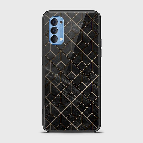 Oppo Reno 4 Cover - Black Marble Series - HQ Ultra Shine Premium Infinity Glass Soft Silicon Borders Case