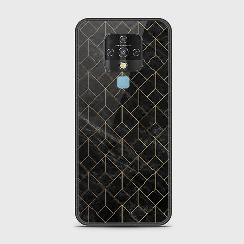 Tecno Camon 16 Cover - Black Marble Series - HQ Ultra Shine Premium Infinity Glass Soft Silicon Borders Case