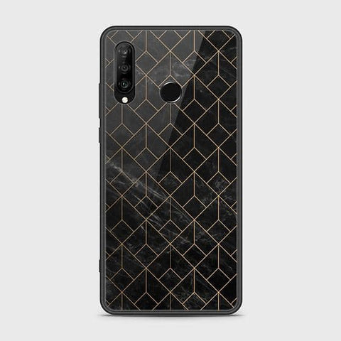 Huawei P30 lite Cover - Black Marble Series - HQ Ultra Shine Premium Infinity Glass Soft Silicon Borders Case