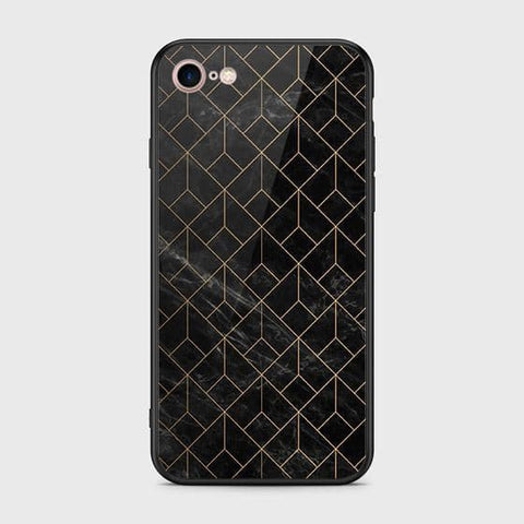 iPhone 8 / 7 Cover - Black Marble Series - HQ Ultra Shine Premium Infinity Glass Soft Silicon Borders Case