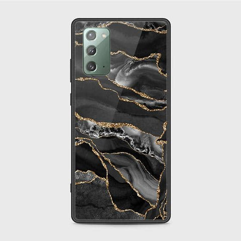 Samsung Galaxy Note 20 Cover - Black Marble Series - HQ Ultra Shine Premium Infinity Glass Soft Silicon Borders Case