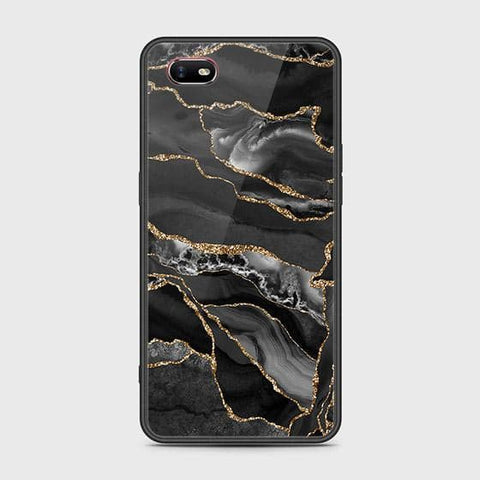 Oppo A1k Cover - Black Marble Series - HQ Ultra Shine Premium Infinity Glass Soft Silicon Borders Case