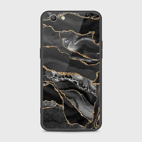 Oppo A39 Cover - Black Marble Series - HQ Ultra Shine Premium Infinity Glass Soft Silicon Borders Case