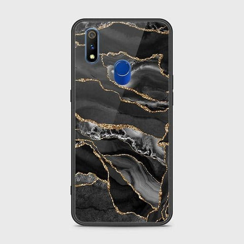 Realme 3 Pro Cover - Black Marble Series - HQ Ultra Shine Premium Infinity Glass Soft Silicon Borders Case