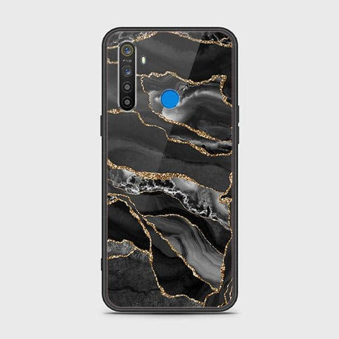 Realme 5s Cover - Black Marble Series - HQ Ultra Shine Premium Infinity Glass Soft Silicon Borders Case