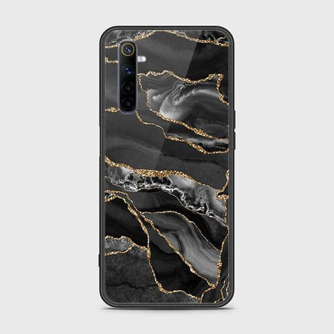 Realme 6 Cover - Black Marble Series - HQ Ultra Shine Premium Infinity Glass Soft Silicon Borders Case