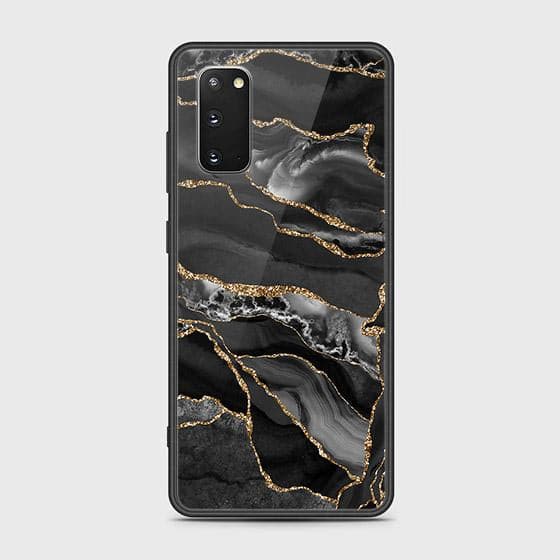 Samsung Galaxy S20 Plus Cover - Black Marble Series - HQ Ultra Shine Premium Infinity Glass Soft Silicon Borders Case (Fast Delivery)