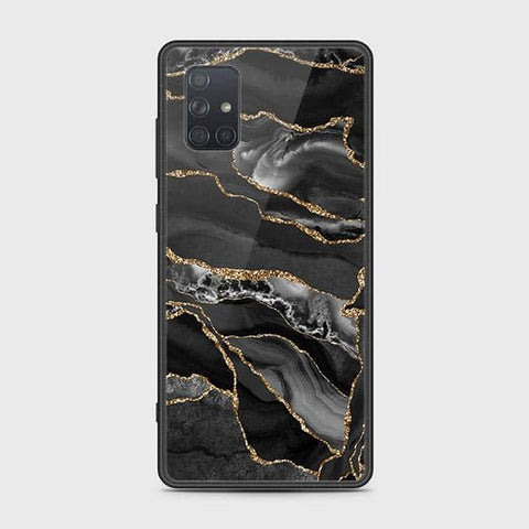 Samsung Galaxy A71 Cover - Black Marble Series - HQ Ultra Shine Premium Infinity Glass Soft Silicon Borders Case