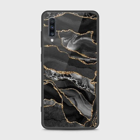 Samsung Galaxy A70 Cover - Black Marble Series - HQ Ultra Shine Premium Infinity Glass Soft Silicon Borders Case