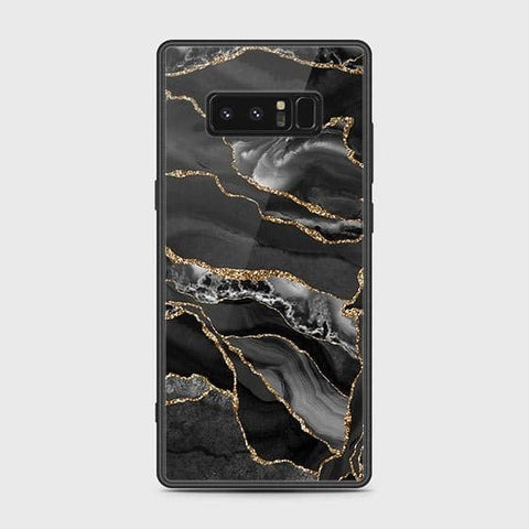 Samsung Galaxy Note 8 Cover - Black Marble Series - HQ Ultra Shine Premium Infinity Glass Soft Silicon Borders Case