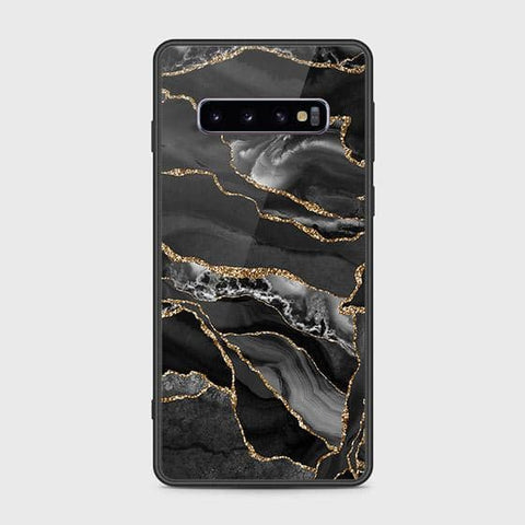 Samsung Galaxy S10 Cover - Black Marble Series - HQ Ultra Shine Premium Infinity Glass Soft Silicon Borders Case