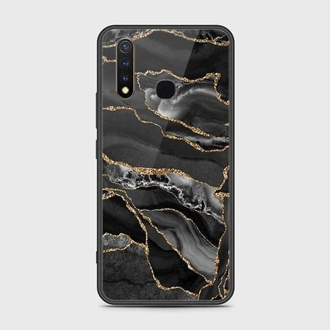 Vivo Y19 Cover - Black Marble Series - HQ Ultra Shine Premium Infinity Glass Soft Silicon Borders Case