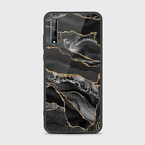 Huawei P Smart S Cover - Black Marble Series - HQ Ultra Shine Premium Infinity Glass Soft Silicon Borders Case