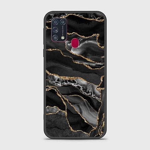 Samsung Galaxy M31 Cover - Black Marble Series - HQ Ultra Shine Premium Infinity Glass Soft Silicon Borders Case