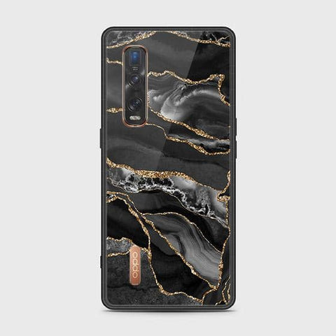 Oppo Find X2 Pro Cover - Black Marble Series - HQ Ultra Shine Premium Infinity Glass Soft Silicon Borders Case