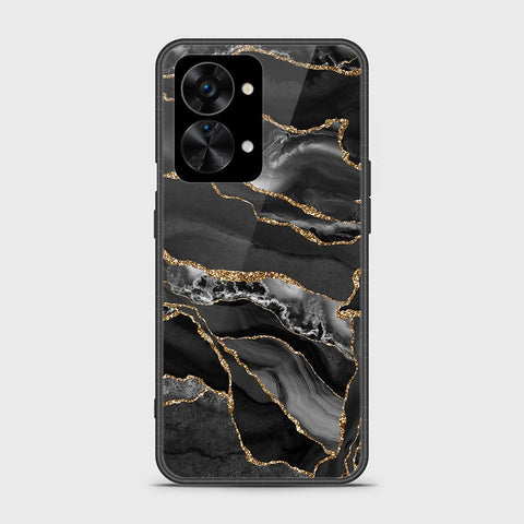 OnePlus Nord 2T Cover - Black Marble Series - HQ Ultra Shine Premium Infinity Glass Soft Silicon Borders Case