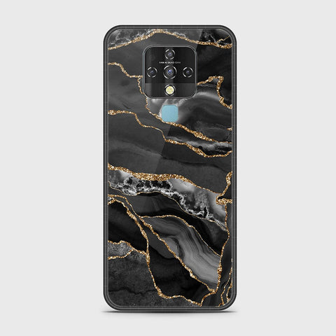 Tecno Camon 16 Cover - Black Marble Series - HQ Ultra Shine Premium Infinity Glass Soft Silicon Borders Case