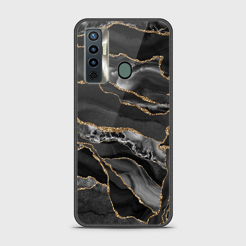 Tecno Camon 17 Cover - Black Marble Series - HQ Ultra Shine Premium Infinity Glass Soft Silicon Borders Case