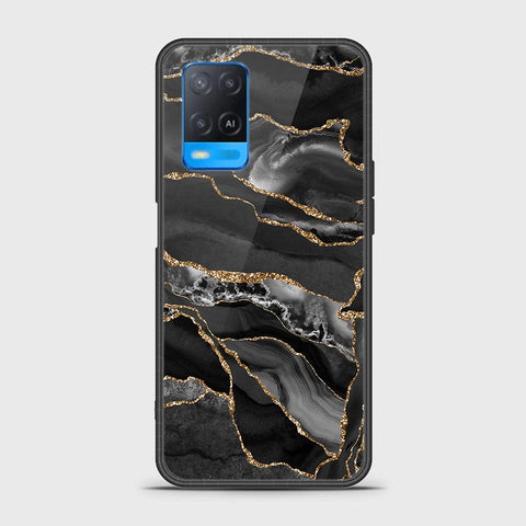 Oppo A54 4G Cover- Black Marble Series - HQ Ultra Shine Premium Infinity Glass Soft Silicon Borders Case
