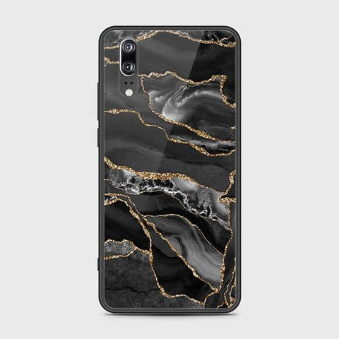 Huawei P20 Cover - Black Marble Series - HQ Ultra Shine Premium Infinity Glass Soft Silicon Borders Case