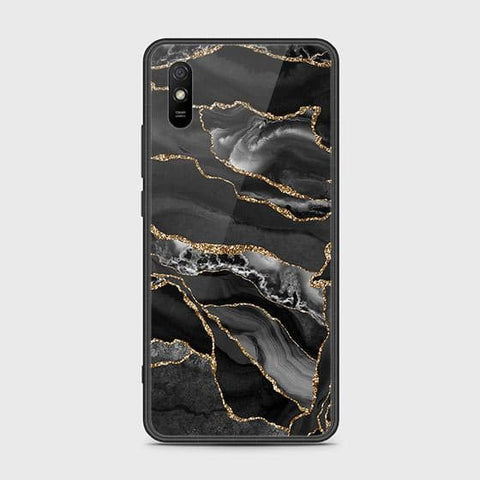 Xiaomi Redmi 9i Cover - Black Marble Series - HQ Ultra Shine Premium Infinity Glass Soft Silicon Borders Case