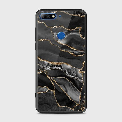 Huawei Y7 Prime 2018 Cover - Black Marble Series - HQ Ultra Shine Premium Infinity Glass Soft Silicon Borders Case