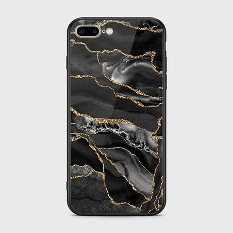 iPhone 7 Plus Cover - Black Marble Series - HQ Ultra Shine Premium Infinity Glass Soft Silicon Borders Case
