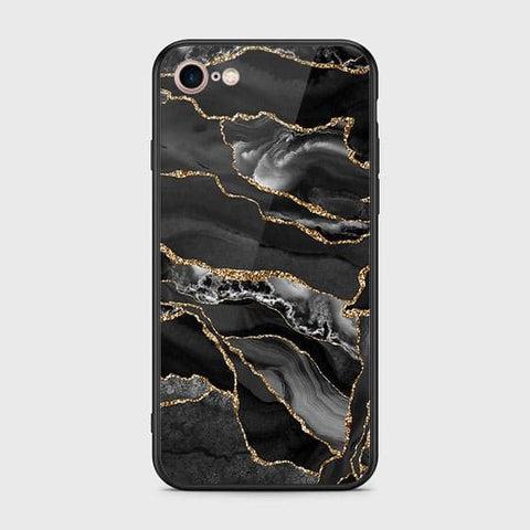 iPhone 8 / 7 Cover - Black Marble Series - HQ Ultra Shine Premium Infinity Glass Soft Silicon Borders Case