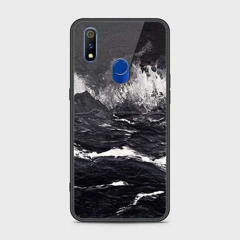 Realme 3 Pro Cover - Black Marble Series - HQ Ultra Shine Premium Infinity Glass Soft Silicon Borders Case