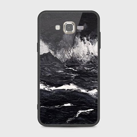 Samsung Galaxy J7 2015 Cover - Black Marble Series - HQ Ultra Shine Premium Infinity Glass Soft Silicon Borders Case