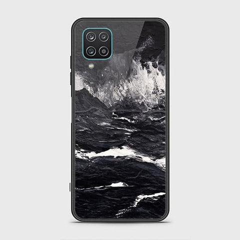 Samsung Galaxy A12 Cover - Black Marble Series - HQ Ultra Shine Premium Infinity Glass Soft Silicon Borders Case