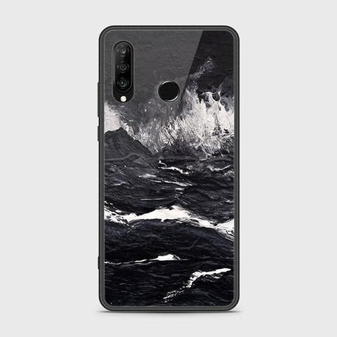 Huawei P30 lite Cover - Black Marble Series - HQ Ultra Shine Premium Infinity Glass Soft Silicon Borders Case