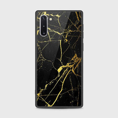 Samsung Galaxy Note 10 Cover - Black Marble Series - HQ Ultra Shine Premium Infinity Glass Soft Silicon Borders Case